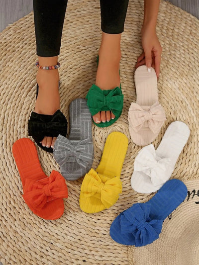 Bow Knot Open Toe Slippers - Cozy Slip-Ons for Ultimate Comfort!