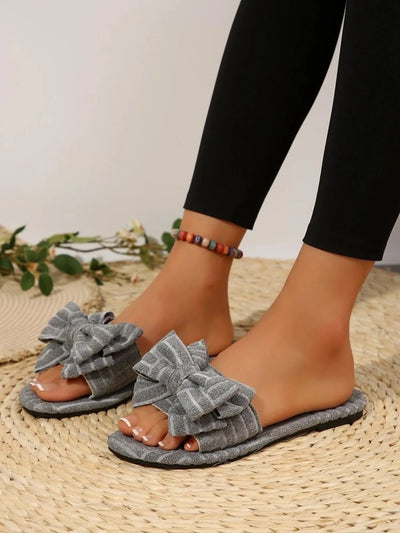 Bow Knot Open Toe Slippers - Cozy Slip-Ons for Ultimate Comfort!