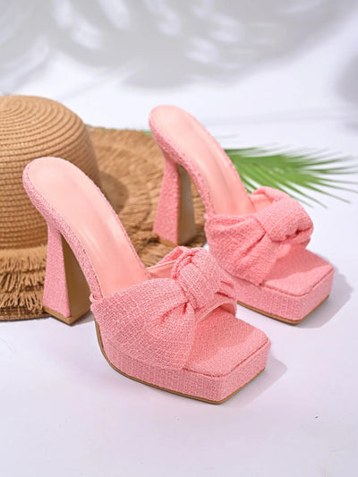 Bow Platform Block Heel Sandals - Style Chic Couture