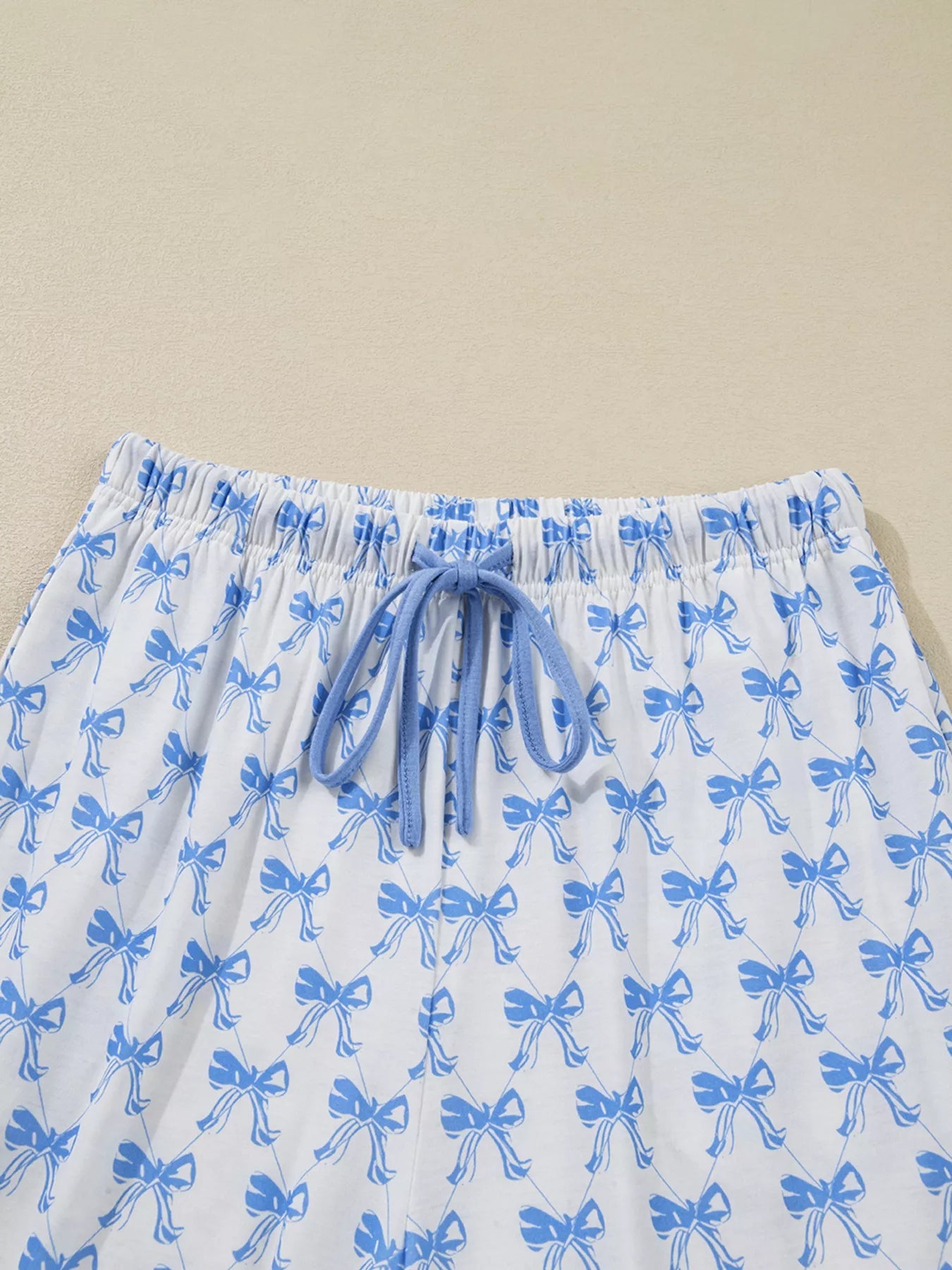 Bow Print Pajama Set with Long Sleeve Shirt & Pants