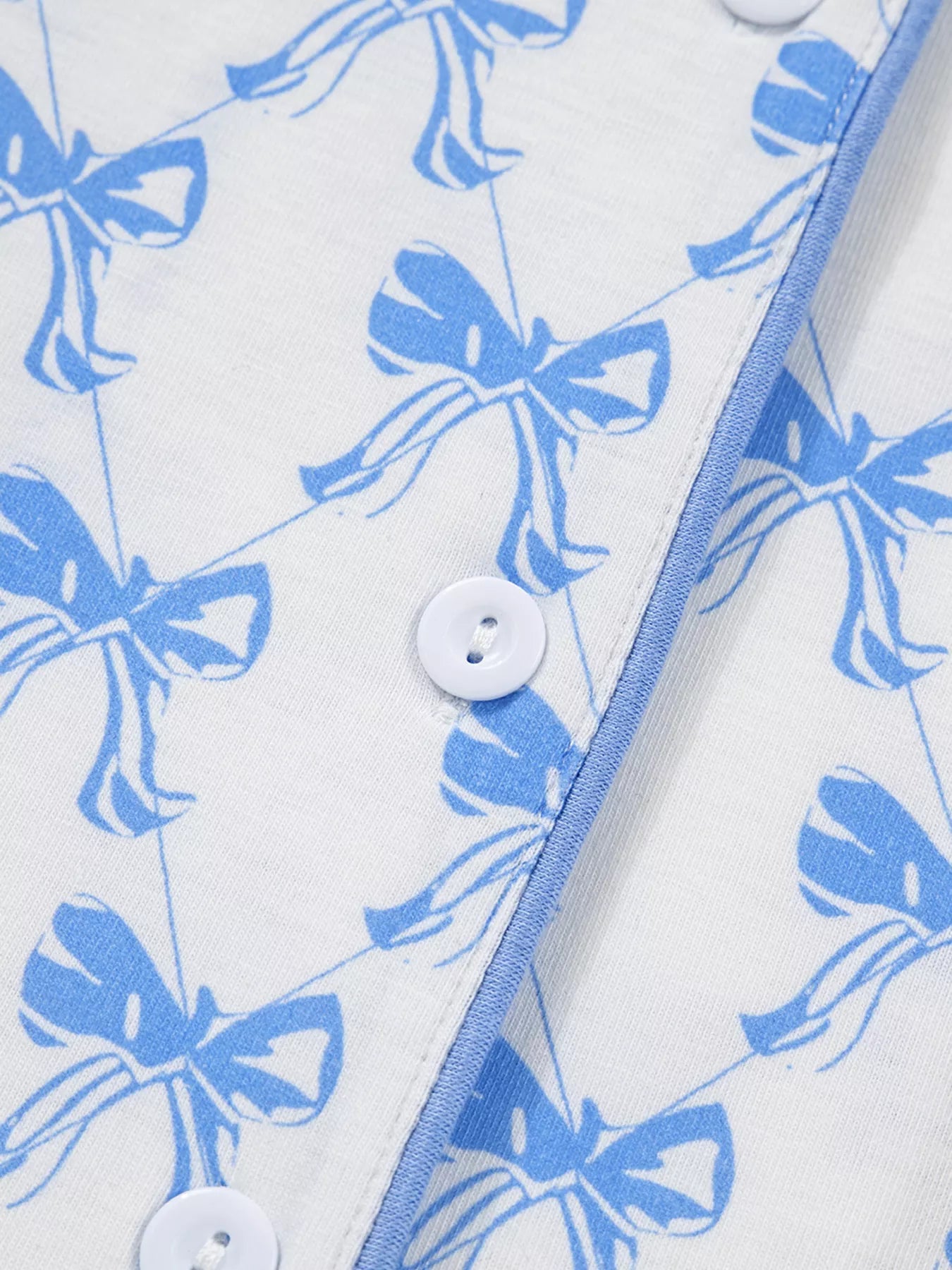 Bow Print Pajama Set with Long Sleeve Shirt & Pants