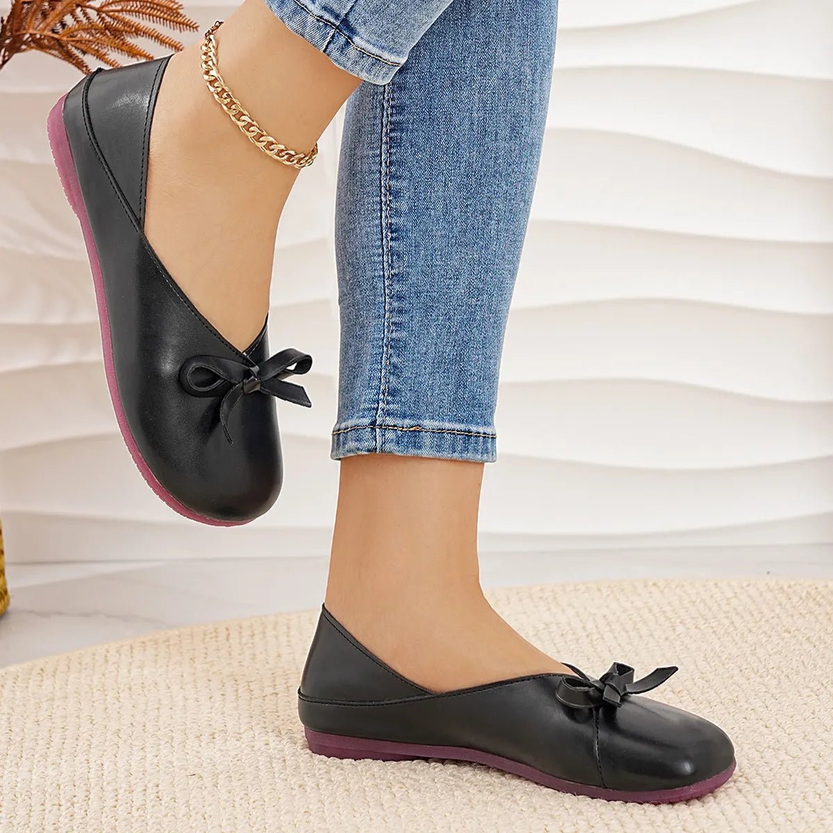 Bow Round Toe Flats Slip - Ons - Style Chic Couture