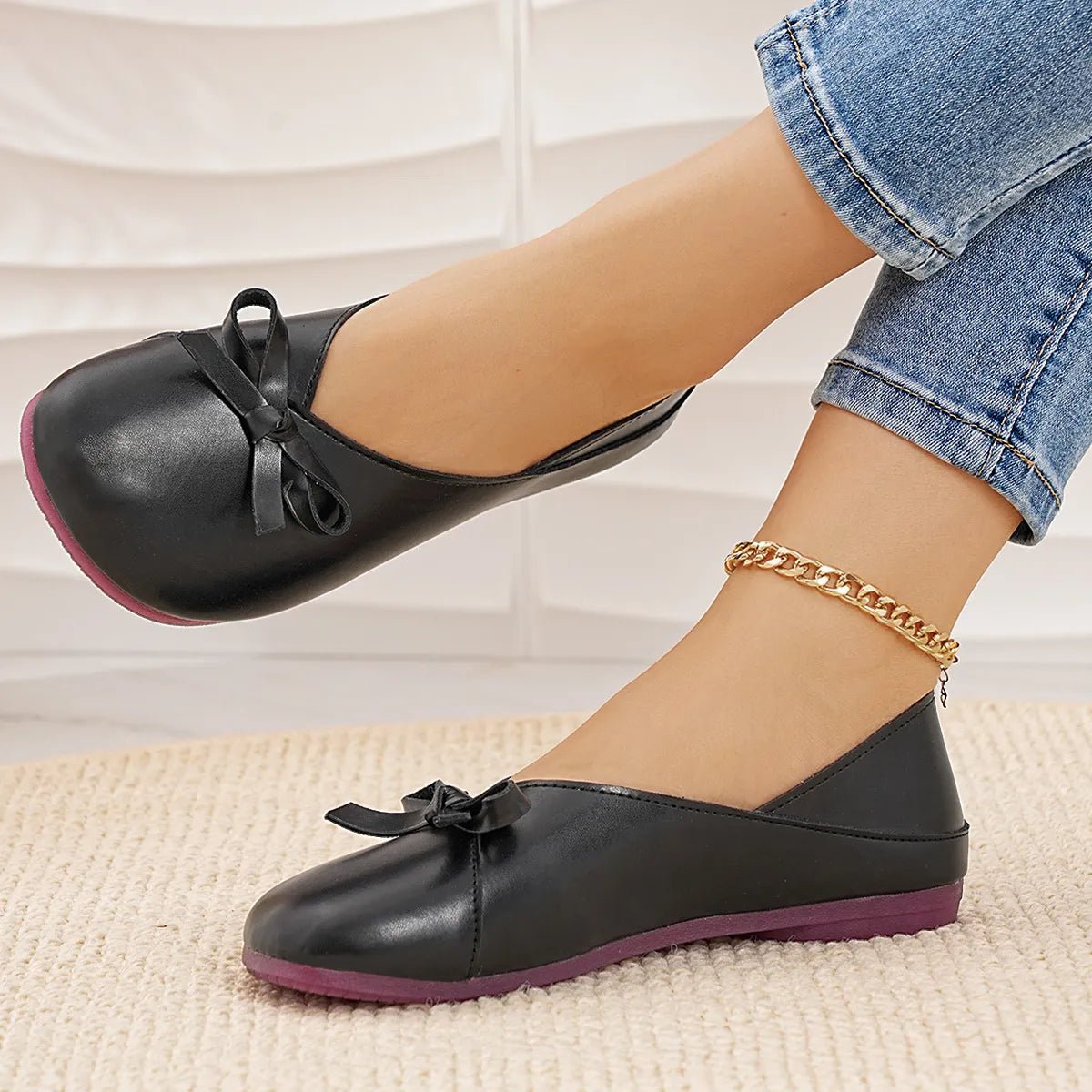 Bow Round Toe Flats Slip - Ons - Style Chic Couture