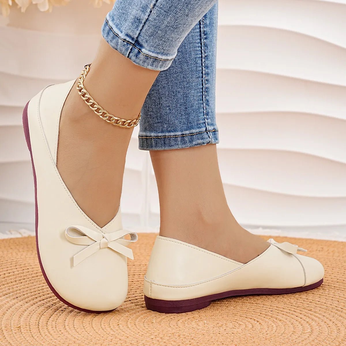Bow Round Toe Flats Slip - Ons - Style Chic Couture