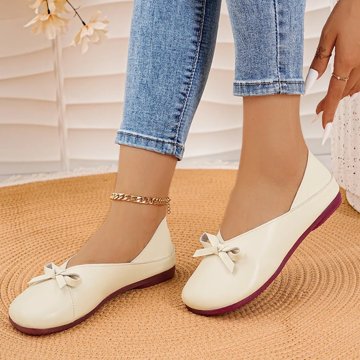 Bow Round Toe Flats Slip - Ons - Style Chic Couture