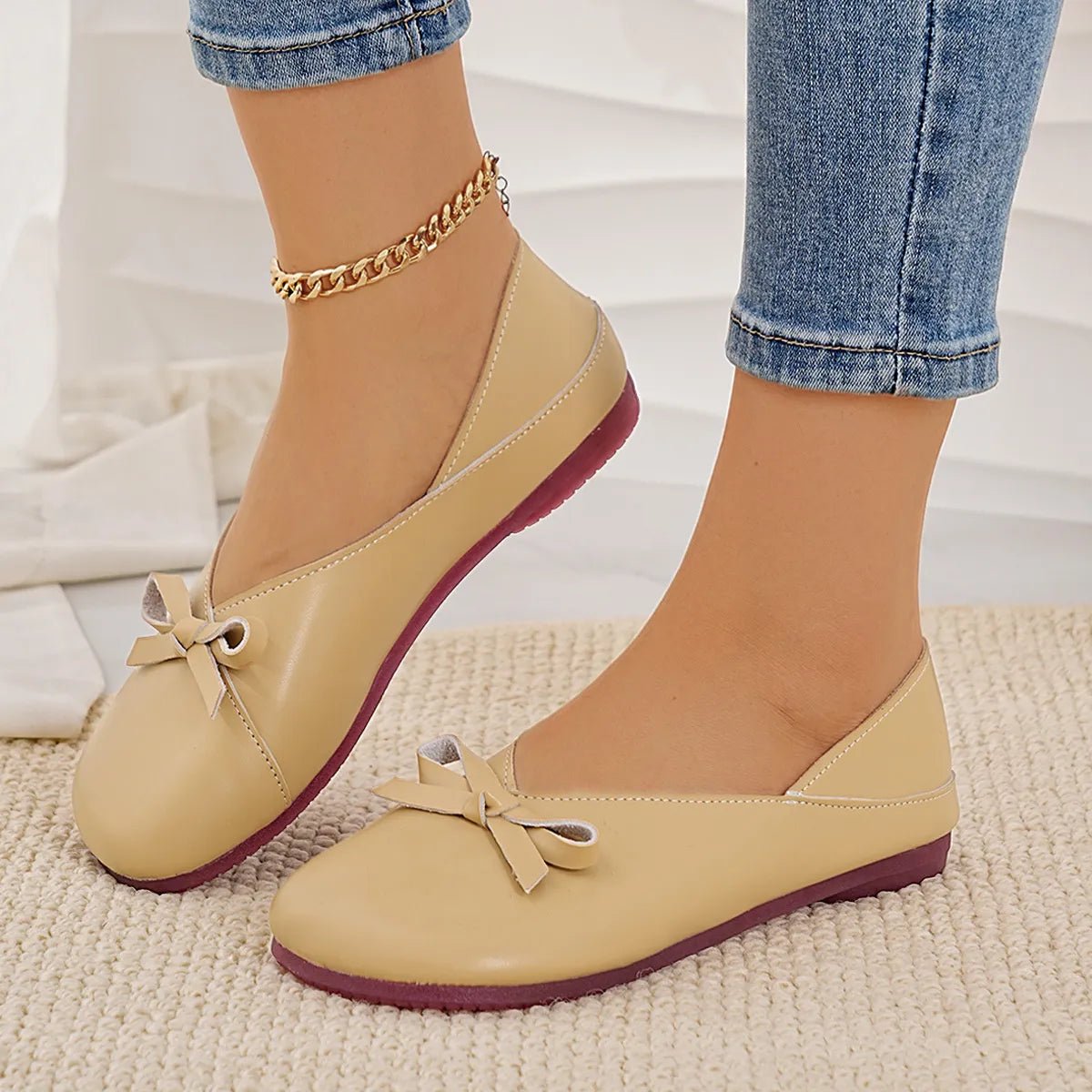 Bow Round Toe Flats Slip - Ons - Style Chic Couture