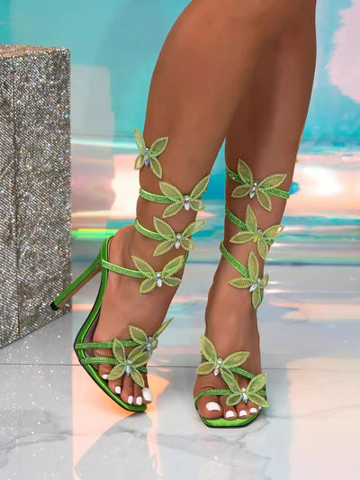 Butterfly Open Toe Stiletto Sandals - Style Chic Couture