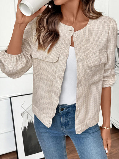 Button - Front Jacket with Pocket Details - Style Chic Couture