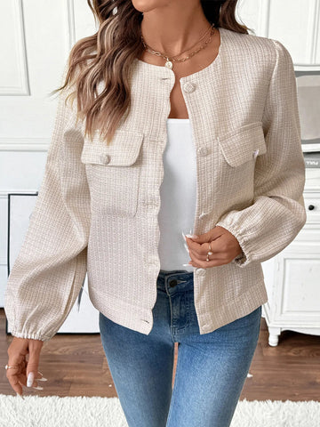 Button-Front Jacket with Pocket Details