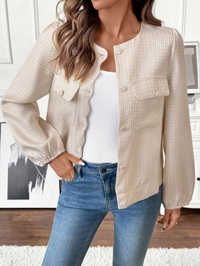 Button - Front Jacket with Pocket Details - Style Chic Couture