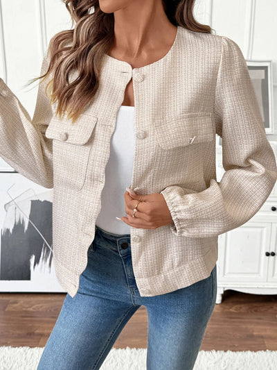 Button - Front Jacket with Pocket Details - Style Chic Couture