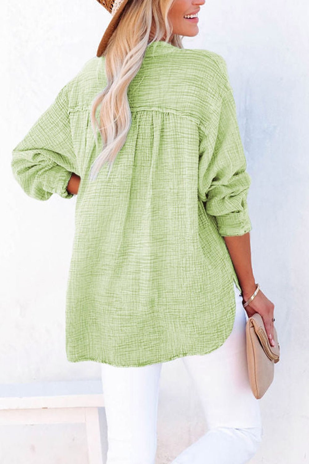 Buttoned Long Sleeve Blouse - Style Chic Couture