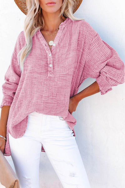 Buttoned Long Sleeve Blouse - Style Chic Couture