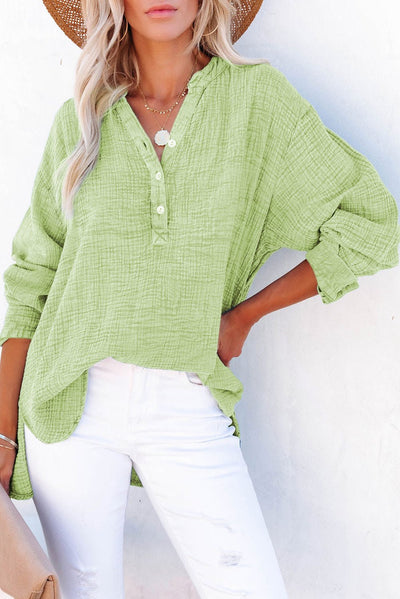 Buttoned Long Sleeve Blouse - Style Chic Couture