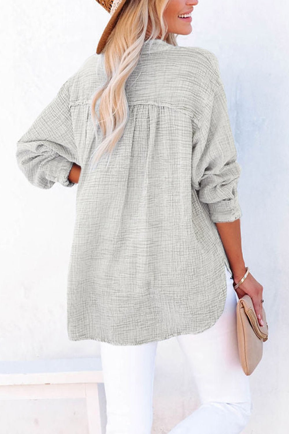 Buttoned Long Sleeve Blouse - Style Chic Couture