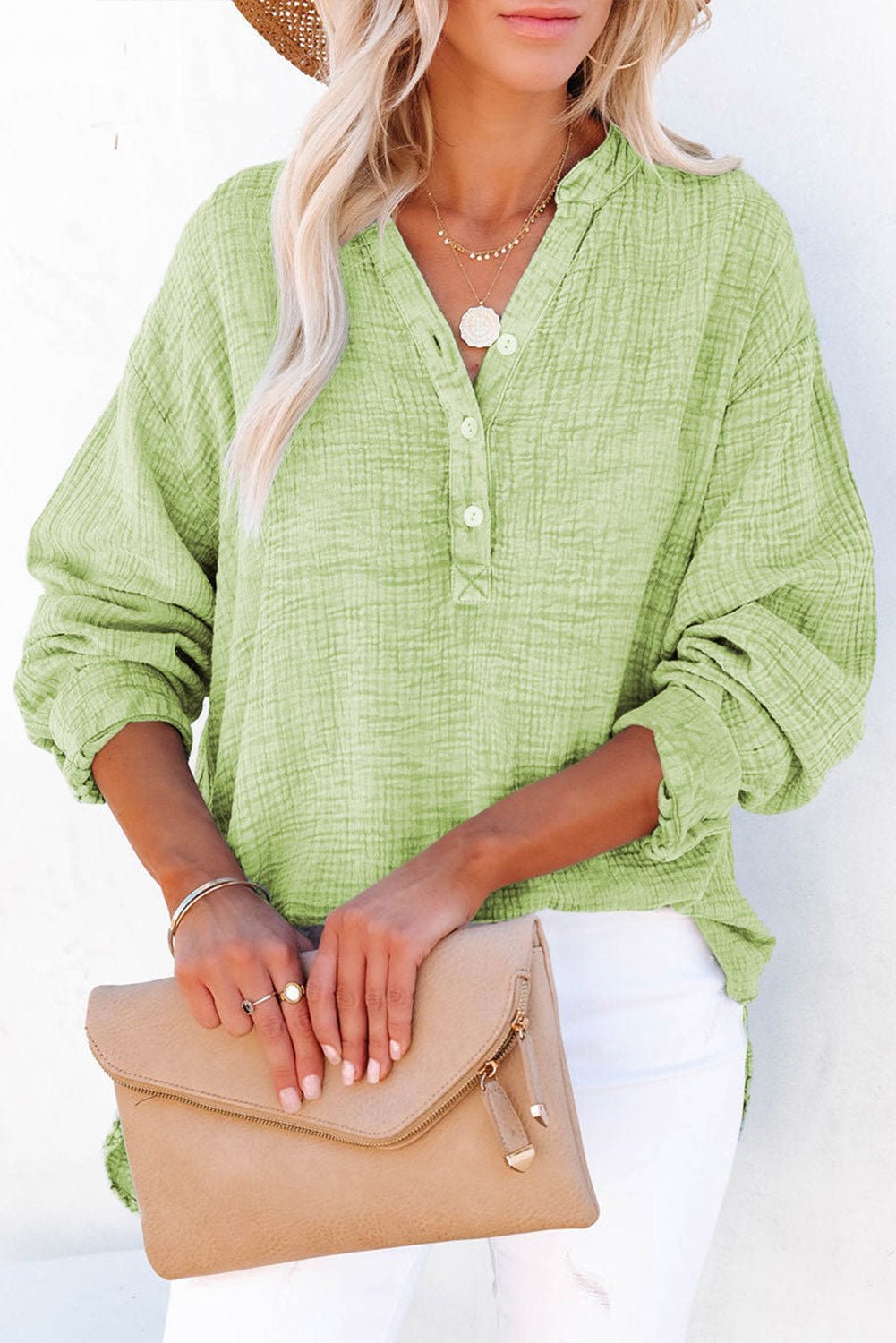 Buttoned Long Sleeve Blouse - Style Chic Couture