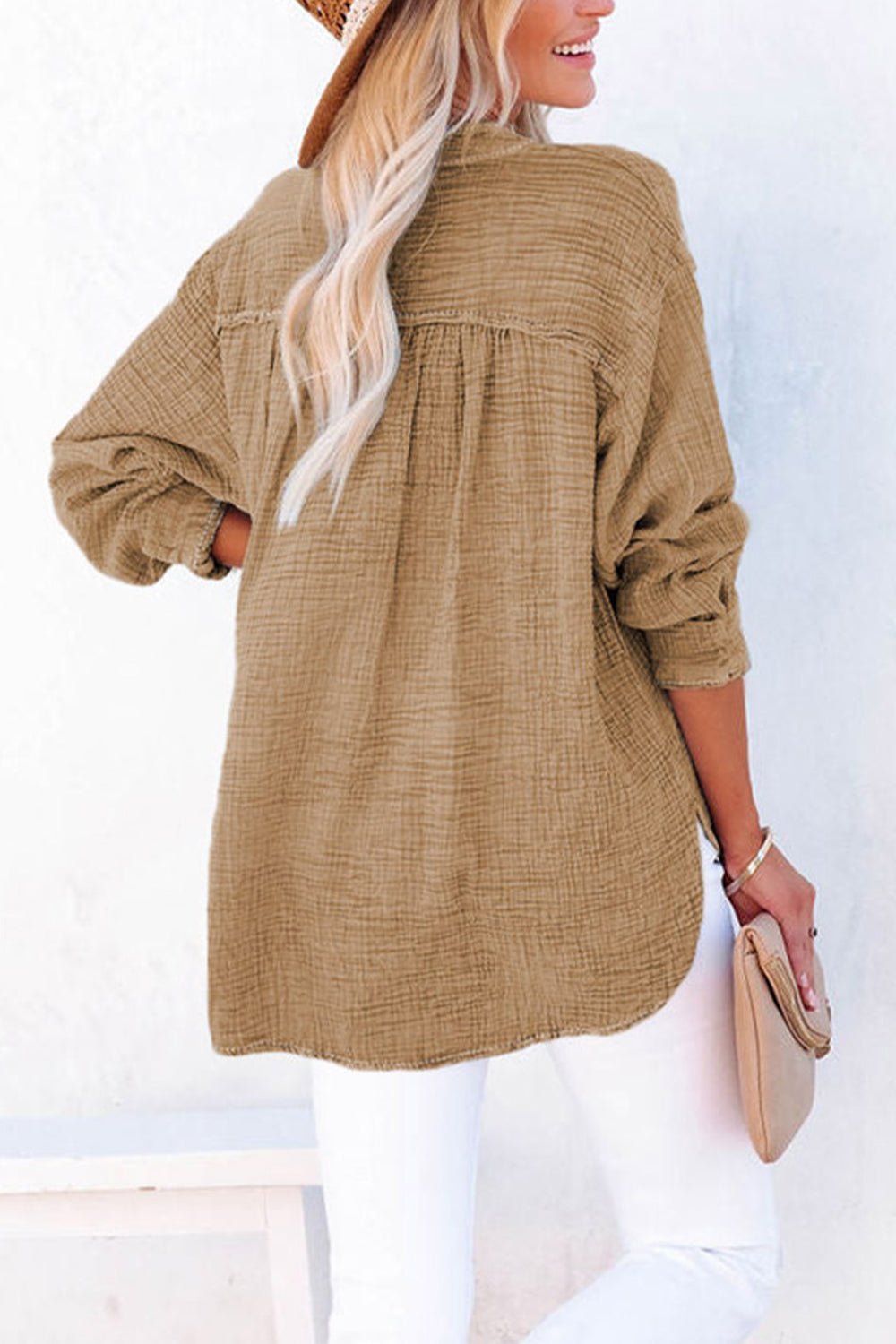 Buttoned Long Sleeve Blouse - Style Chic Couture