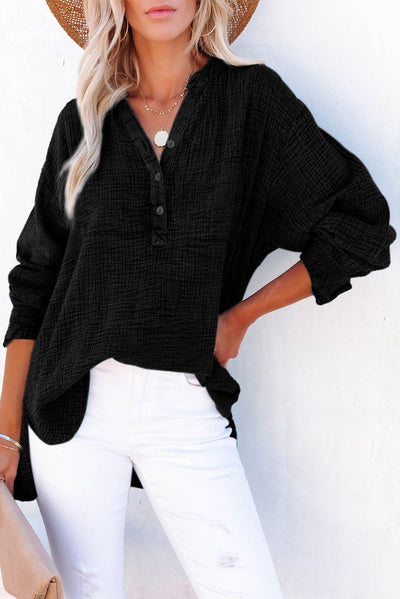 Buttoned Long Sleeve Blouse - Style Chic Couture