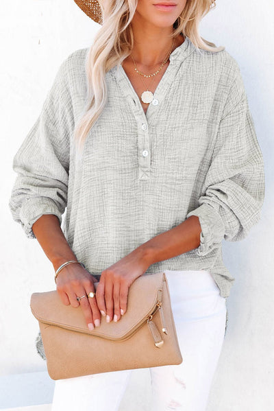 Buttoned Long Sleeve Blouse - Style Chic Couture