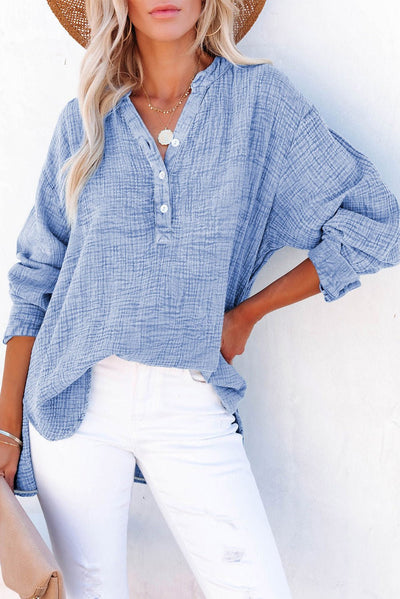 Buttoned Long Sleeve Blouse - Style Chic Couture