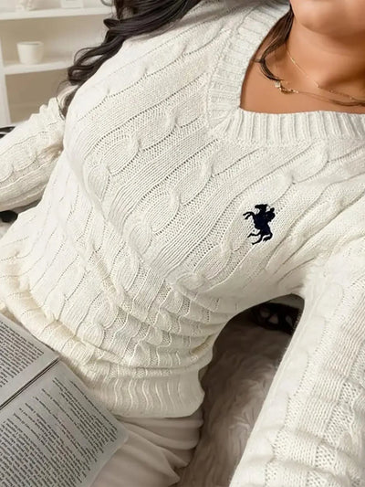 Cable Knit Long Sleeve Sweater - Style Chic Couture