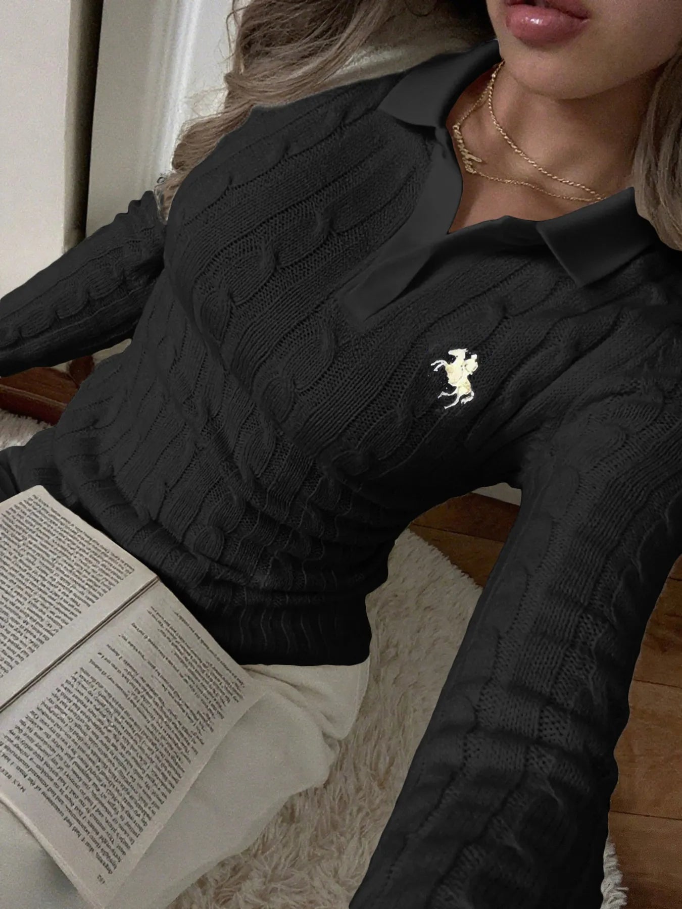 Cable Knit Long Sleeve Sweater - Style Chic Couture