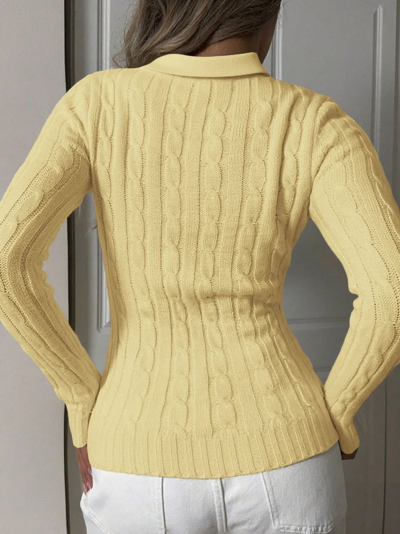 Cable Knit Long Sleeve Sweater - Style Chic Couture