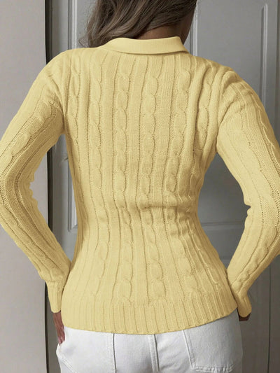Cable Knit Long Sleeve Sweater - Style Chic Couture