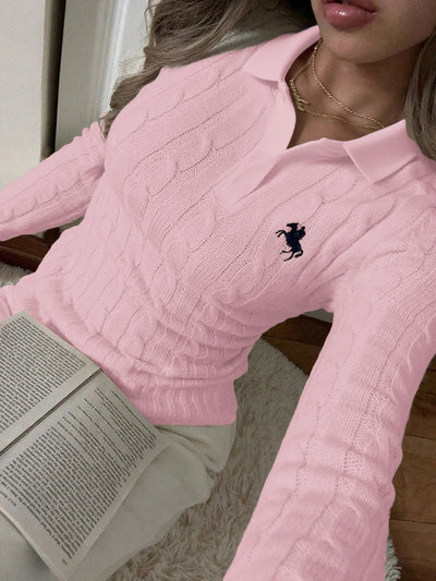 Cable Knit Long Sleeve Sweater - Style Chic Couture