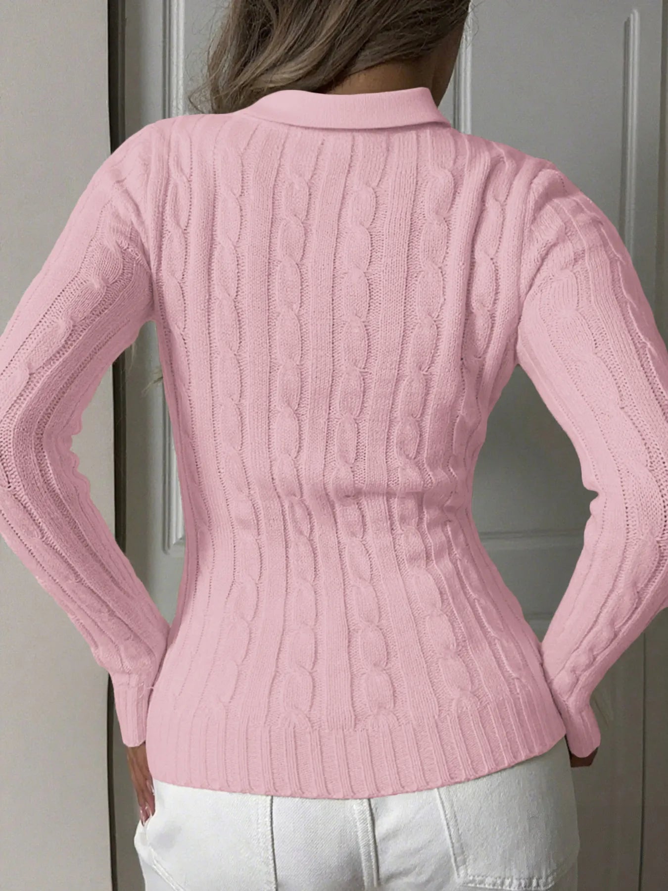 Cable Knit Long Sleeve Sweater - Style Chic Couture