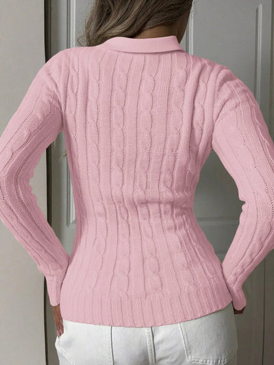 Cable Knit Long Sleeve Sweater - Style Chic Couture