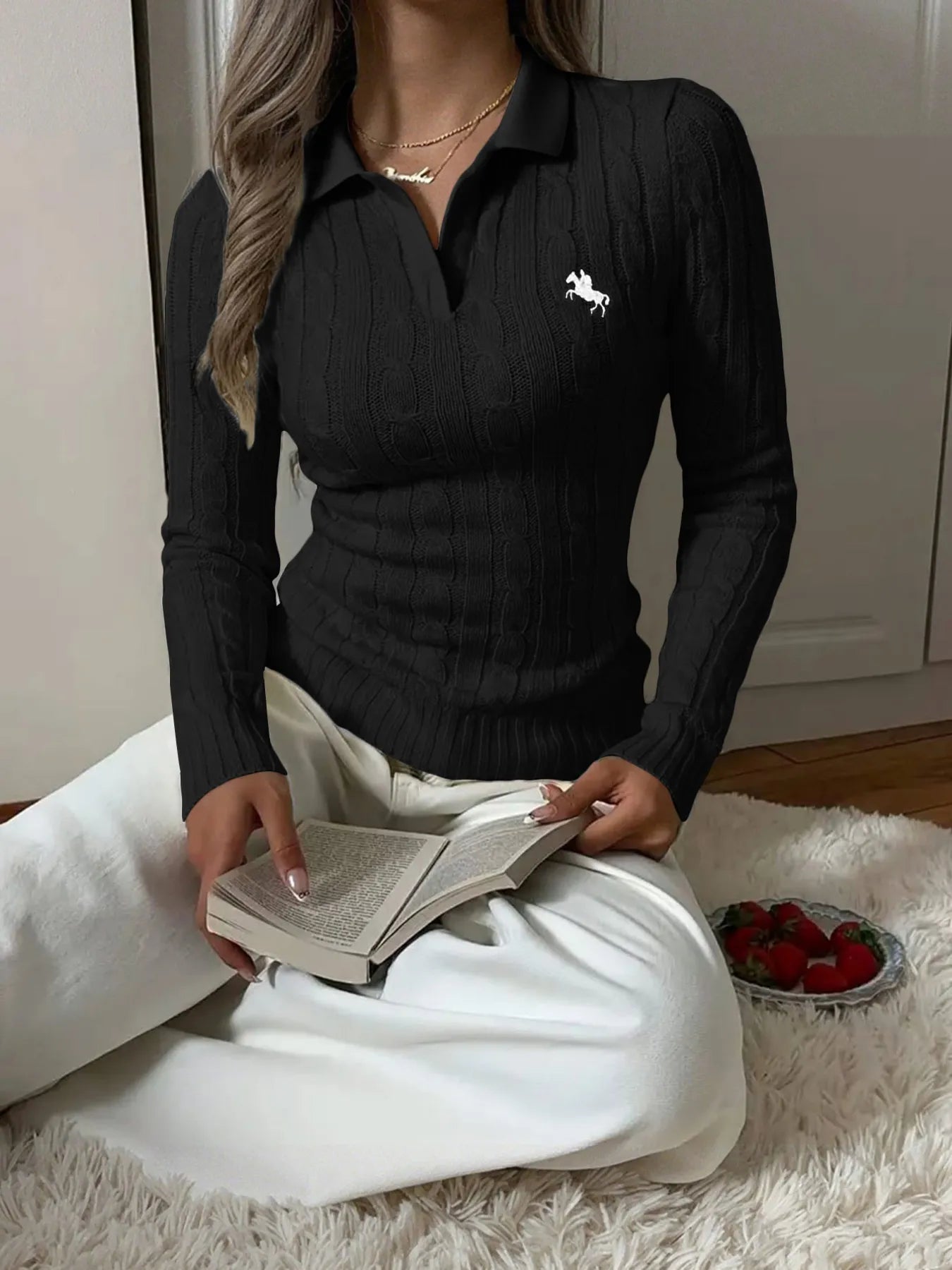 Cable Knit Long Sleeve Sweater - Style Chic Couture
