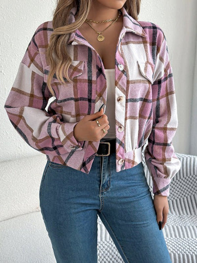 Casual Plaid Long Sleeve Tweed Jacket Coat - Style Chic Couture