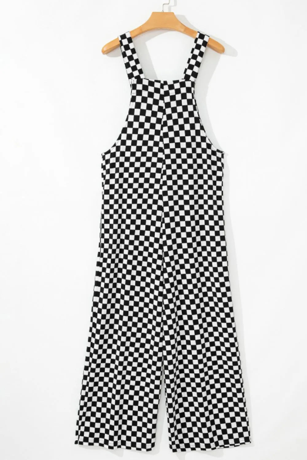Checkered Print Pocketed Wide Leg Jumpsuit - Style Chic Couture