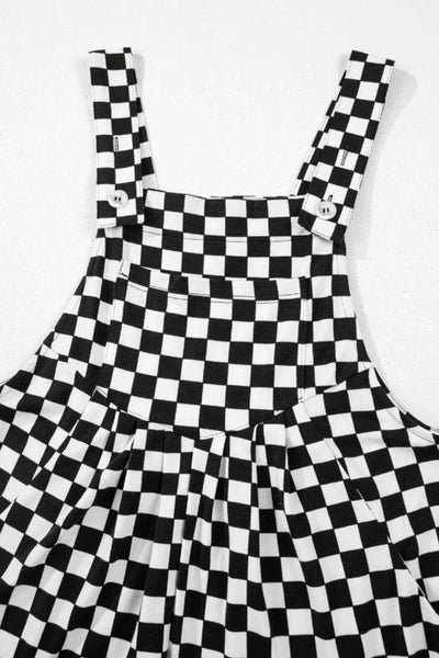 Checkered Print Pocketed Wide Leg Jumpsuit - Style Chic Couture