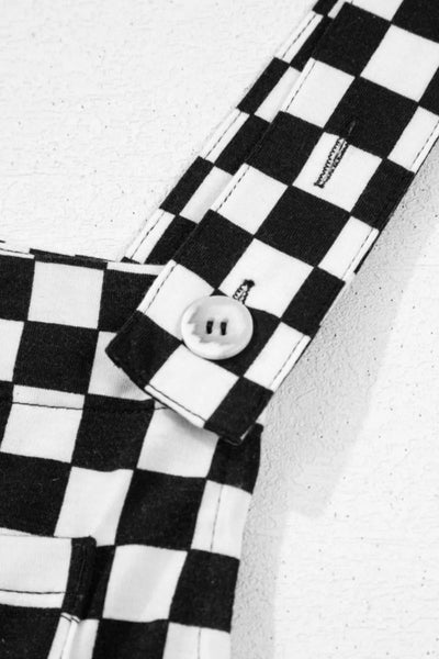 Checkered Print Pocketed Wide Leg Jumpsuit - Style Chic Couture