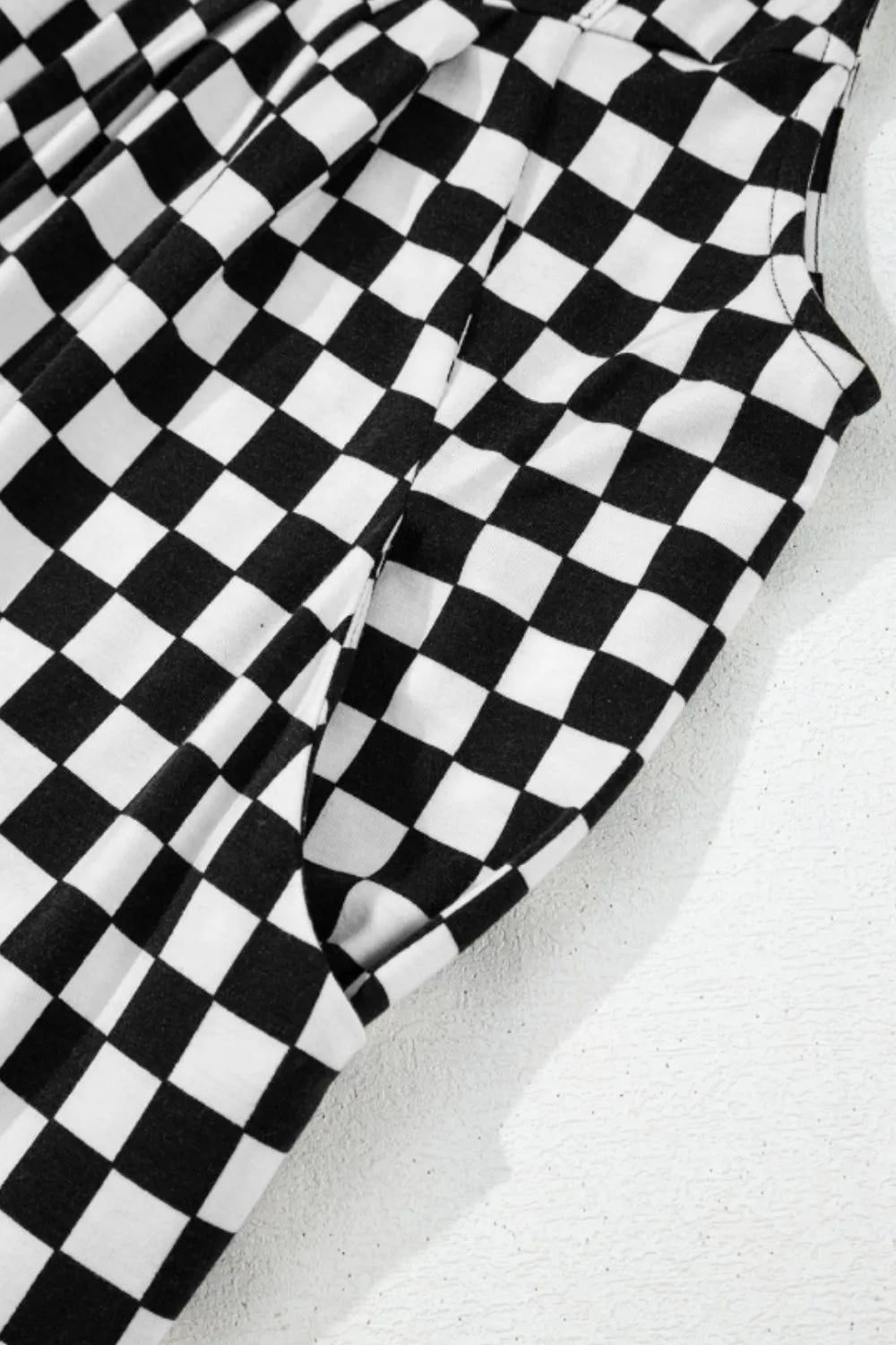 Checkered Print Pocketed Wide Leg Jumpsuit - Style Chic Couture
