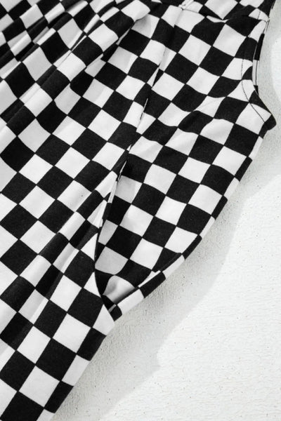 Checkered Print Pocketed Wide Leg Jumpsuit - Style Chic Couture