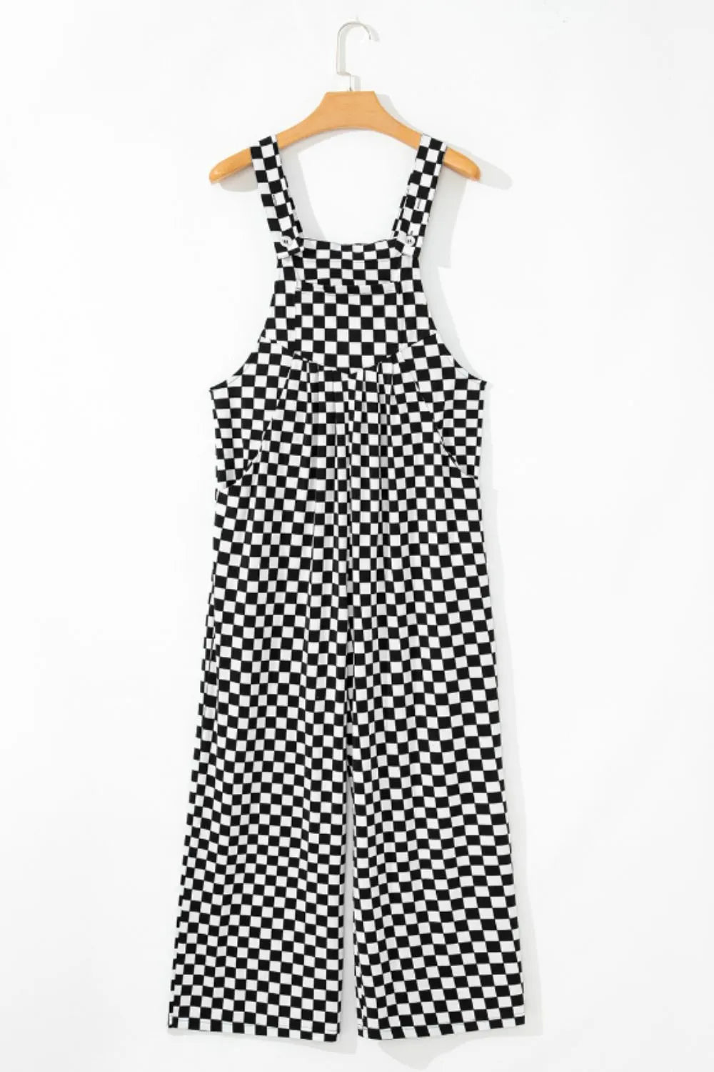 Checkered Print Pocketed Wide Leg Jumpsuit - Style Chic Couture