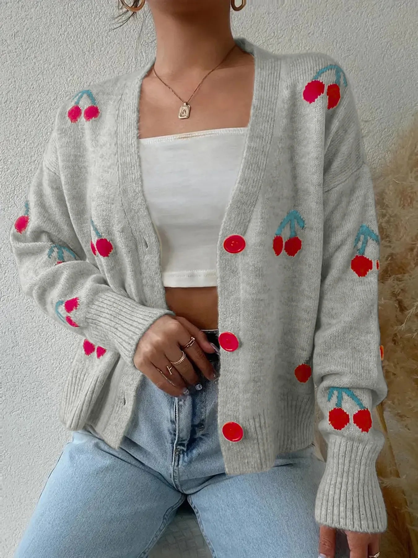 Cherry Button - Up Knit Cardigan - Style Chic Couture