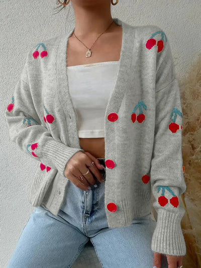 Cherry Button - Up Knit Cardigan - Style Chic Couture