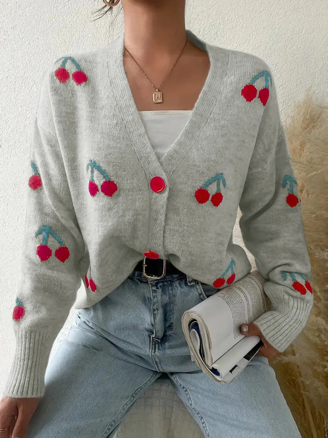Cherry Button - Up Knit Cardigan - Style Chic Couture