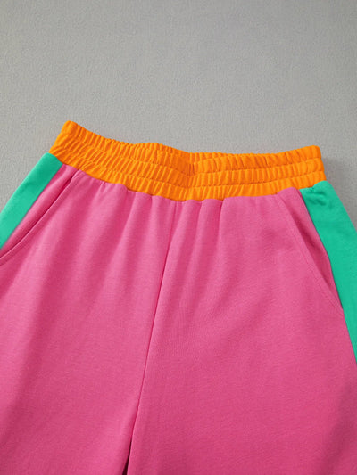 Color Block Round Neck Top and Pants Set - Style Chic Couture