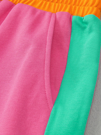 Color Block Round Neck Top and Pants Set - Style Chic Couture