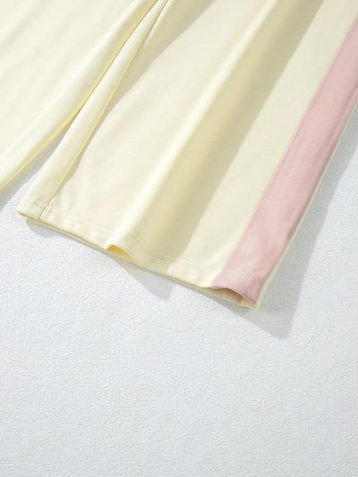 Color Block Round Neck Top and Pants Set - Style Chic Couture