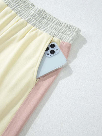 Color Block Round Neck Top and Pants Set - Style Chic Couture