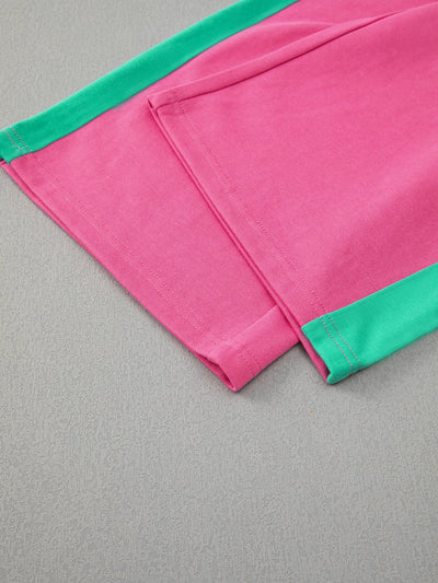 Color Block Round Neck Top and Pants Set - Style Chic Couture