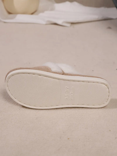 Contrast Faux Fur Round Toe Slippers - Style Chic Couture