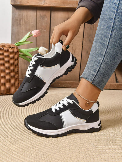 Contrast Lace Up Sneakers - Style Chic Couture