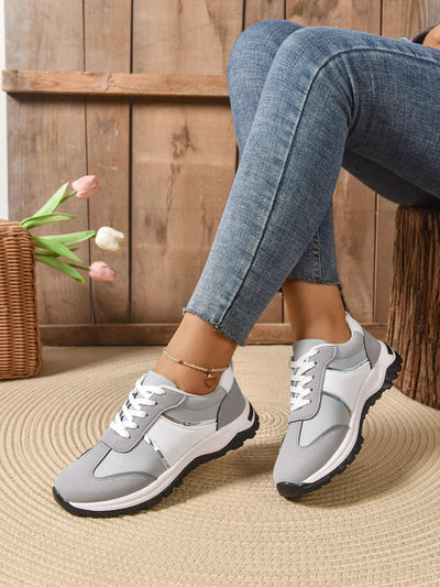 Contrast Lace Up Sneakers - Style Chic Couture